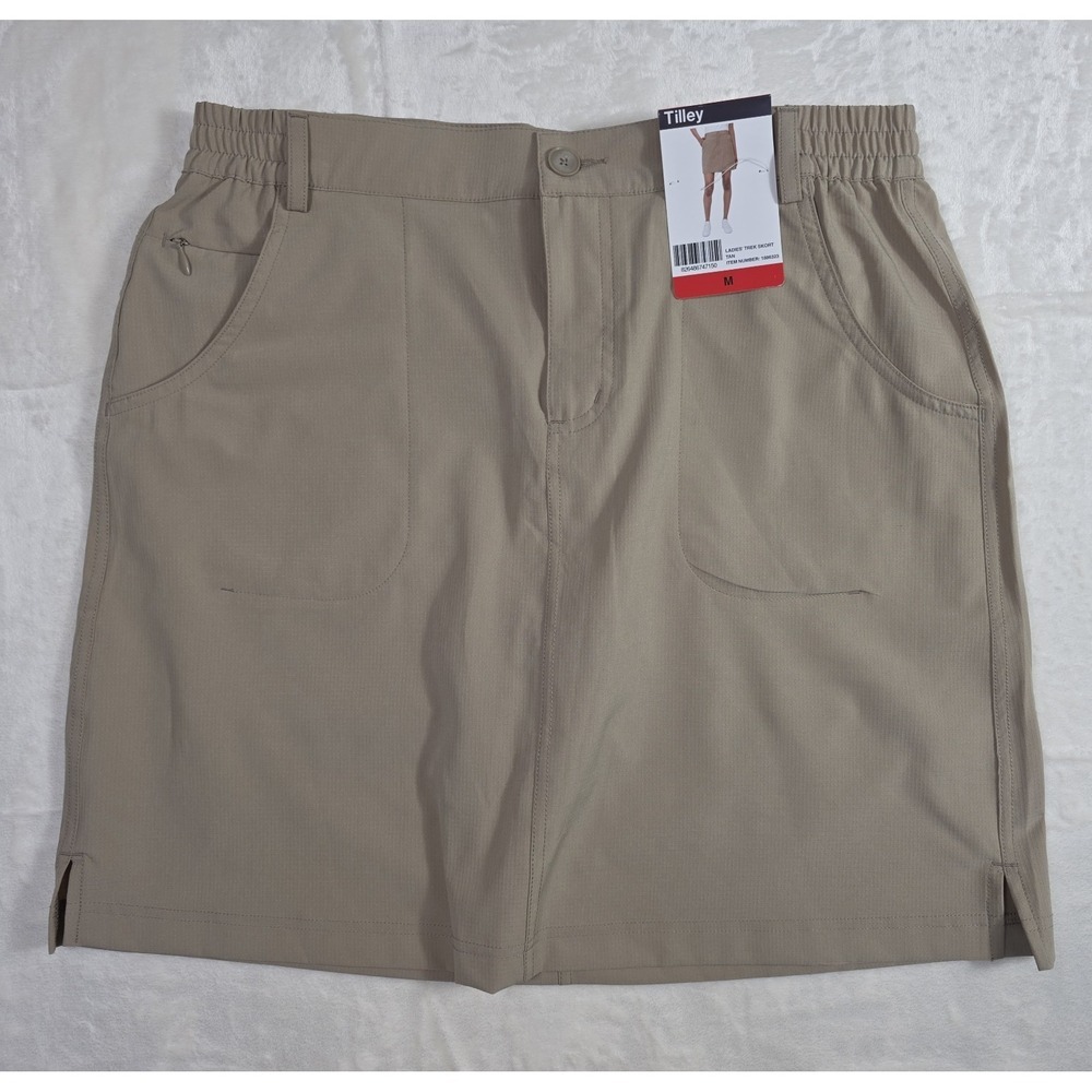Tilley Trek Skort Tan Womens M NWT Hiking Travel Shorts Skirt Pockets